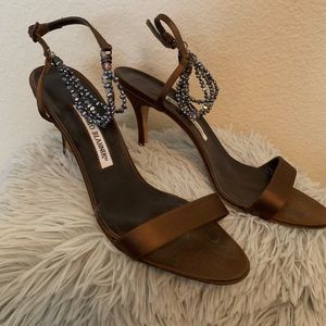 Manolo Blahnik Brown Midi Heel Sandals